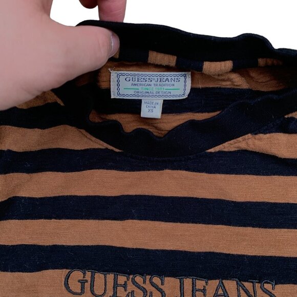 VINTAGE ASAP ROCKY X Striped Guess Shirt XS Brown - Picture 4 of 4